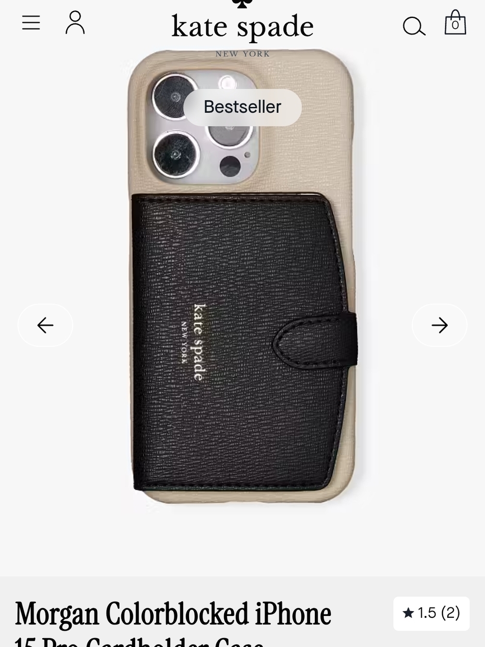 kate spade Black & Cream Morgan Cardholder iPhone Case